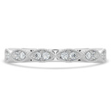 1/8 CTW Round Diamond Vintage Semi-Eternity Wedding Band Ring in 14K White Gold (MD180597)