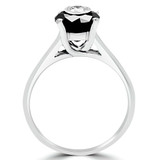 9/10 CTW Round Black Diamond Simion Set Solitaire with Accents Engagement Ring in 14K White Gold (MD180615)