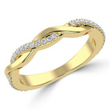 1/5 CTW Round Diamond Twist Semi-Eternity Wedding Band Ring in 10K Yellow Gold (MD190038)