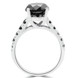 3 2/3 CTW Round Black Diamond Solitaire with Accents Engagement Ring in 18K White Gold (MD190072)