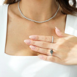 3 2/3 CTW Round Black Diamond Solitaire with Accents Engagement Ring in 18K White Gold (MD190072)