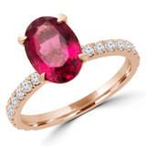 1 9/10 CTW Oval Red Tourmaline & Round Diamond Hidden Halo Cocktail Engagement Ring in 14K Rose Gold (MD190074)