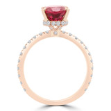 1 9/10 CTW Oval Red Tourmaline & Round Diamond Hidden Halo Cocktail Engagement Ring in 14K Rose Gold (MD190074)