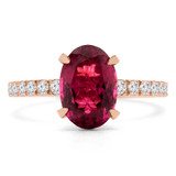 1 9/10 CTW Oval Red Tourmaline & Round Diamond Hidden Halo Cocktail Engagement Ring in 14K Rose Gold (MD190074)