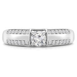 2/5 CTW Round Diamond Split Shank Solitaire with Accents Engagement Ring in 14K White Gold (MD190085)