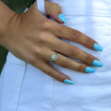 2/5 CTW Round Diamond Floral Motif Halo Engagement Ring in 14K White Gold (MD190103)