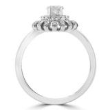 1/2 CTW Round Diamond Floral Motif Halo Engagement Ring in 14K White Gold (MD190108)