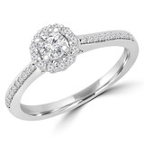 1/3 CTW Round Diamond Halo Engagement Ring in 14K White Gold (MD190118)