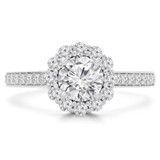 9/10 CTW Round Diamond Halo Engagement Ring in 14K White Gold (MD190120)