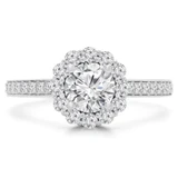 9/10 CTW Round Diamond Halo Engagement Ring in 14K White Gold (MD190120)