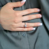 1 1/20 CTW Round Diamond Tapered Solitaire with Accents Engagement Ring in 14K White Gold (MD190183)