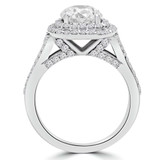 1 1/4 CTW Round Diamond Double Cushion Split Shank Cathedral Halo Engagement Ring in 14K White Gold with Accents (MD190205)