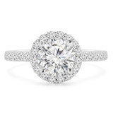 1 1/5 CTW Round Diamond Cathedral with Open Bridge Halo Engagement Ring in 14K White Gold with Accents (MD190206)