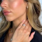 1 1/5 CTW Round Diamond Cathedral with Open Bridge Halo Engagement Ring in 14K White Gold with Accents (MD190206)