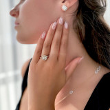 1 1/3 CTW Round Diamond Open Bridge Halo Engagement Ring in 14K Yellow Gold with Accents (MD190213)