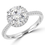 1 3/8 CTW Round Diamond Halo Engagement Ring in 0.95 White Platinum with Accents (MD190233)