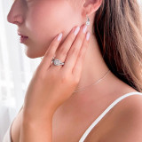 1 2/5 CTW Princess Diamond Two-Row Split Shank Cushion Halo Engagement Ring in 14K White Gold with Accents (MD190253)