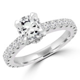 2 1/5 CTW Cushion Diamond Solitaire with Accents Engagement Ring in 14K White Gold (MD190262)