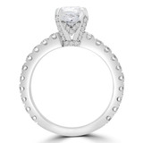 2 1/5 CTW Cushion Diamond Solitaire with Accents Engagement Ring in 14K White Gold (MD190262)