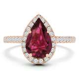 1 9/10 CTW Pear Pink Tourmaline & Round Diamond Pear Halo Cocktail Engagement Ring in 14K Rose Gold with Accents (MD190269)