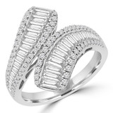 1 2/5 CTW Baguette Diamond Bypass Cocktail Ring in 18K White Gold (MD190283)