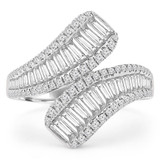 1 2/5 CTW Baguette Diamond Bypass Cocktail Ring in 18K White Gold (MD190283)