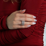 2 1/8 CTW Round Diamond Vintage Five-Row Cocktail Ring in 18K White Gold (MD190286)