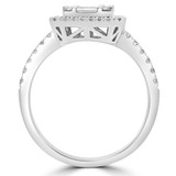 4/5 CTW Baguette Diamond Cluster Princess Halo Engagement Ring in 18K White Gold with Accents (MD190287)