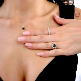 2 CTW Round Black Diamond Bezel Set Halo Engagement Ring in 14K White Gold with Accents (MD190288)