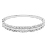 3 4/5 CTW Baguette Diamond Three-Row Bangle Bracelet in 18K White Gold (MD190295)
