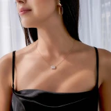 2/3 CTW Baguette Diamond Cluster Double Halo Necklace in 18K Yellow Gold (MD190298)