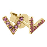 1/8 CTW Round Pink Tourmaline "V" Stud Earrings in 14K Yellow Gold (MD190316)