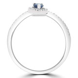 1/2 CTW Round Blue Sapphire & Round Diamond Two Stone Pear Halo Cocktail Ring in 14K White Gold (MD190321)