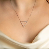 1/5 CTW Round Diamond Triangular Necklace in 14K White Gold (MD190328)