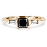 1 1/2 CTW Princess Black Diamond Three-Stone Engagement Ring in 14K Yellow Gold (MD190392)