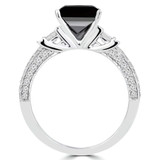 2 4/5 CTW Princess Black Diamond Two-Row Solitaire with Accents Engagement Ring in 14K White Gold (MD190393)