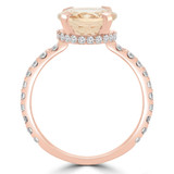 3 2/5 CTW Oval Pink Morganite & Round Diamond Hidden Halo Cocktail Engagement Ring in 14K Rose Gold (MD190407)