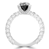 2 2/5 CTW Round Black Diamond Solitaire with Accents Engagement Ring in 14K White Gold (MD190411)