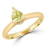 1/2 CTW Pear Yellow Diamond Solitaire with Accents Engagement Ring in 14K Yellow Gold (MD190414)
