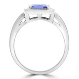 2 1/5 CTW Cushion Purple Tanzanite & Round Diamond Halo Cocktail Engagement Ring in 14K White Gold (MD190419)