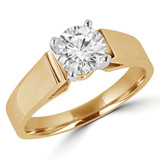 3/8 CT Round Diamond Cathedral Solitaire Engagement Ring in 14K Yellow Gold (MD190485)