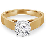3/8 CT Round Diamond Cathedral Solitaire Engagement Ring in 14K Yellow Gold (MD190485)