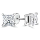 5/8 CTW Princess Diamond Stud Earrings in 14K White Gold (MD190499)