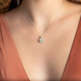 9/10 CTW Round Diamond Floral Halo Pendant Necklace in 18K White Gold (MD190519)