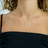 1/2 CTW Round Diamond Halo Pendant Necklace in 18K White Gold (MD190520)
