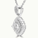2/3 CTW Round Diamond Double Cushion Halo Pendant Necklace in 18K White Gold (MD190527)