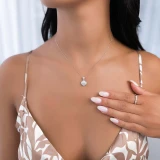 2/3 CTW Round Diamond Double Cushion Halo Pendant Necklace in 18K White Gold (MD190527)