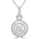 1 3/8 CTW Round Diamond Double Halo Infinity Pendant Necklace in 18K White Gold (MD190528)