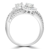 1 3/5 CTW Round Diamond Two-Stone Split-shank Halo Engagement Ring in 18K White Gold (MD190544)