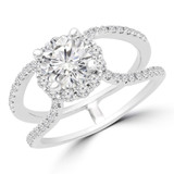 1 2/5 CTW Round Diamond Split-shank Halo Engagement Ring in 18K White Gold (MD190545)
